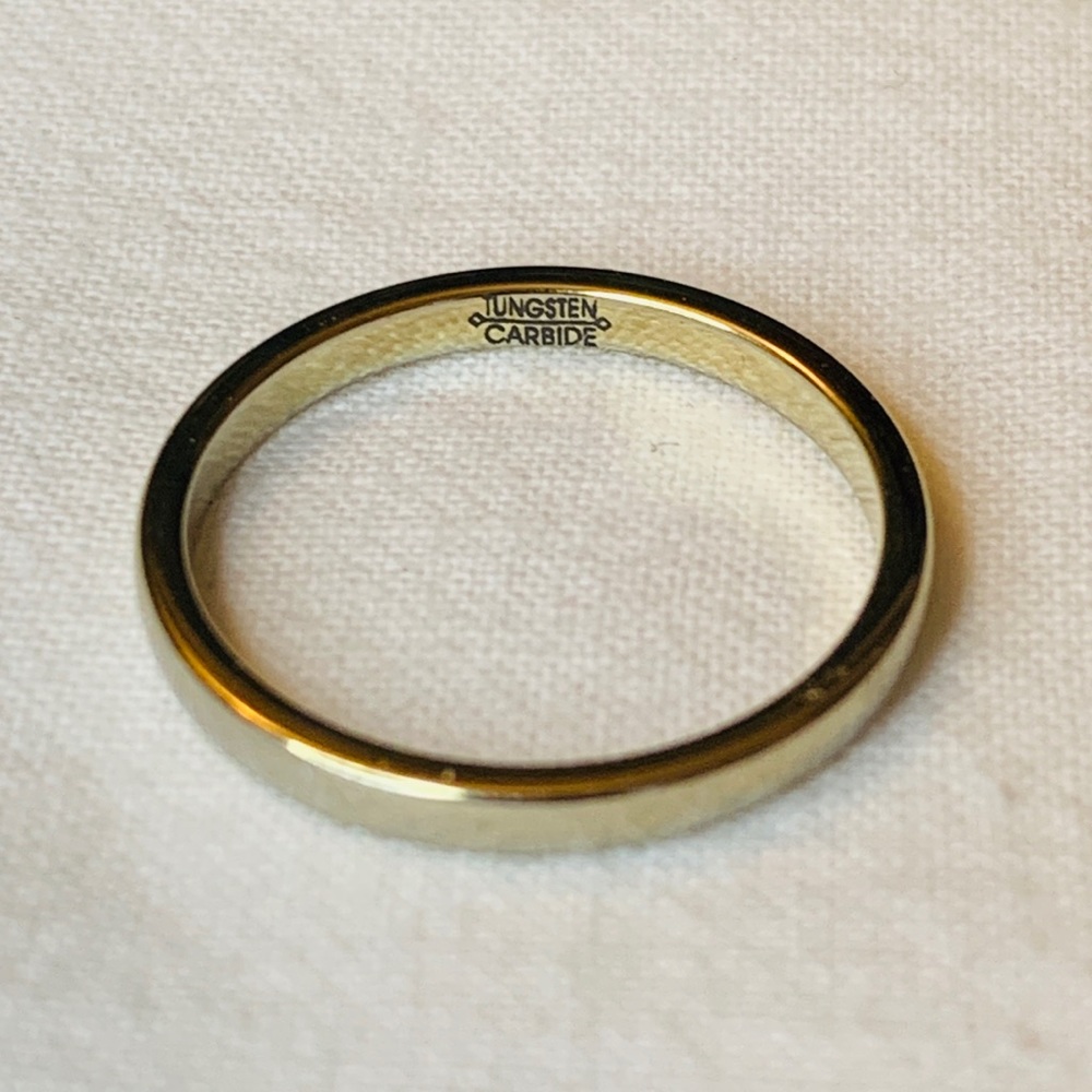 Yellow Gold colored Tungsten Carbide ring. 2mm